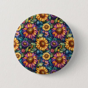 Badge Rond 5 Cm Bohème Floral Dreamscape Vibrant Motif
