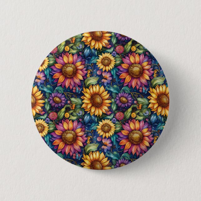 Badge Rond 5 Cm Bohème Floral Dreamscape Vibrant Motif (Devant)