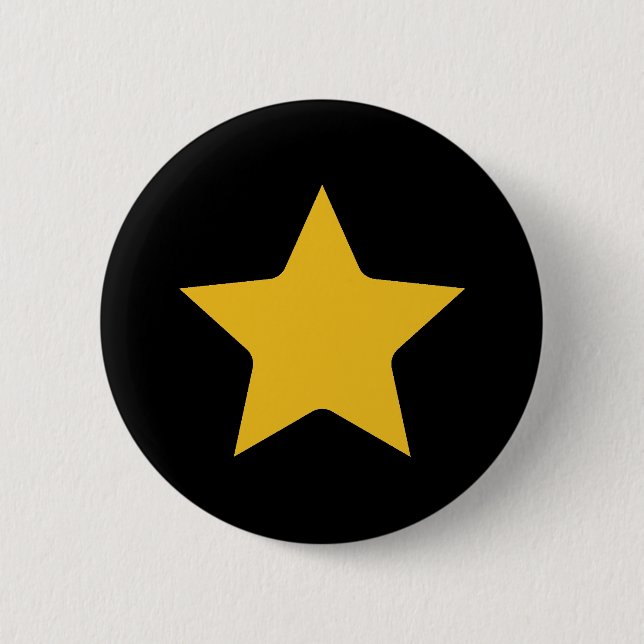 Badge Rond 5 Cm Bohème moderne Boho Yellow Gold Star Noir (Devant)