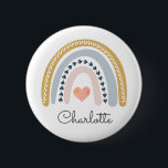 Badge Rond 5 Cm Boho aquarelle arc-en-ciel personnalisé<br><div class="desc">Bouton d'arc-en-ciel boho à l'aquarelle mignonne avec votre nom.</div>
