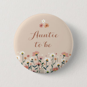 Badge Rond 5 Cm Boho Chic Daisy Floral Baby Shower Tante à Venir