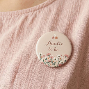 Badge Rond 5 Cm Boho Chic Daisy Floral Baby Shower Tante à Venir