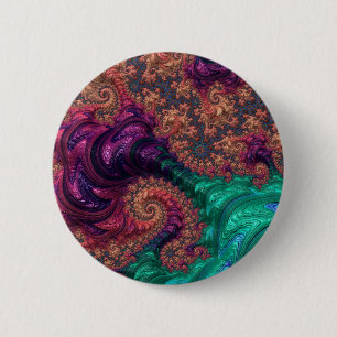 Badge Rond 5 Cm Boho Groovy Coloré Ton de Bijou Abstrait Fractal