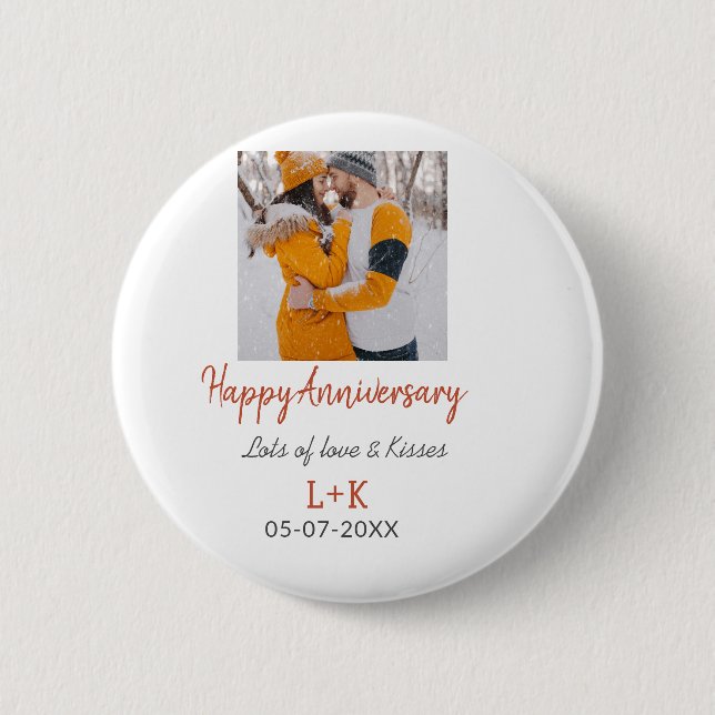 Badge Rond 5 Cm Boho moderne heureux anniversaire ajouter nom date (Devant)