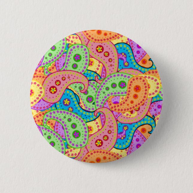 Badge Rond 5 Cm Boho Paisley (Devant)
