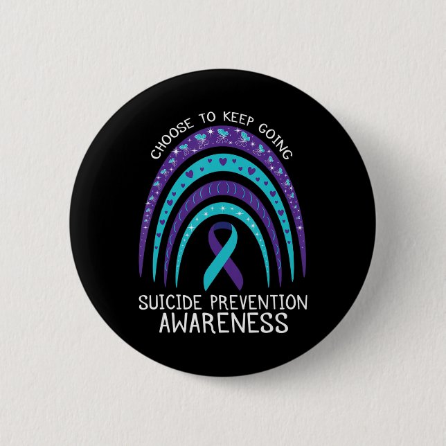 Badge Rond 5 Cm Boho Rainbow Sensibilisation au suicide Santé ment (Devant)