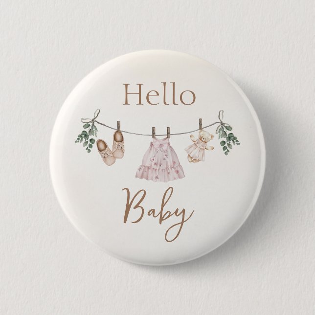 Badge Rond 5 Cm Boho rose Fille Vêtements bébé (Devant)