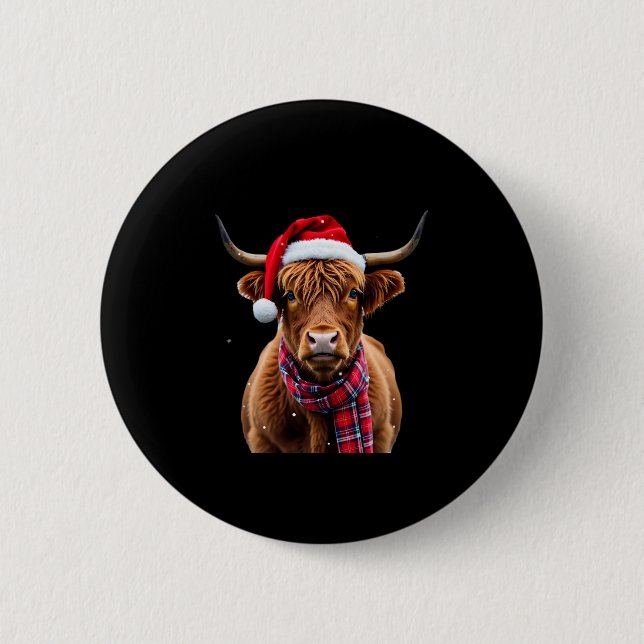 Badge Rond 5 Cm Boho Xmas Christmas Highland Cow T-Shirt (2) (Devant)