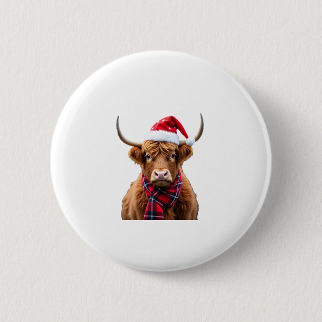Badge Rond 5 Cm Boho Xmas Christmas Highland Cow T-Shirt (2) (Devant)