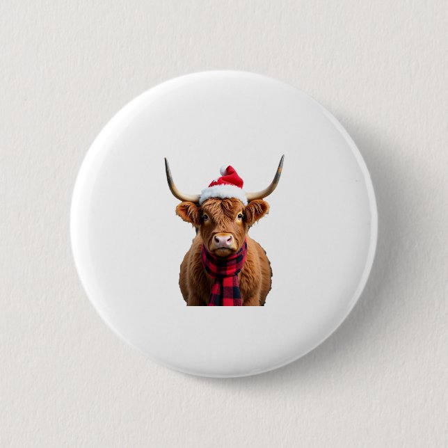 Badge Rond 5 Cm Boho Xmas Christmas Highland Cow T-Shirt (3) (Devant)