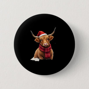 Badge Rond 5 Cm Boho Xmas T-Shirt de Noël Vache des Highlands (1)