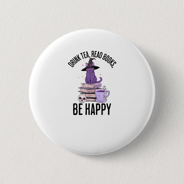 Badge Rond 5 Cm Boire Lire Livres Whimsigoth Halloween Design (Devant)