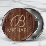 Badge Rond 5 Cm Bois Bois Bois Bois Bois Avec Monogramme Nom Perso<br><div class="desc">Cette conception comporte un pice de bois rustique de bois de grain avec un monogramme et un nom personnalisé. Personnalisez en modifiant le texte dans la zone de texte ou supprimez sans texte. #monogramme #monogrammed #personalisé #personnalisé #initial #bois #bois #rustique #nom #badge #boutons #accessoires #maison #bureau #travail #cadeaux</div>