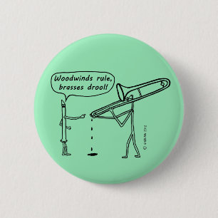 Badge Rond 5 Cm Bois, Brasses Drool
