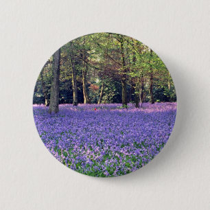 Badge Rond 5 Cm Bois de jacinthe des bois, fleurs de l'Angleterre