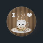 Badge Rond 5 Cm Boisson chaude de cacao de kawaii mignon<br><div class="desc">Une tasse chaude d'anime de manga de kawaii mignon de style de cacao de chocolat avec le kawaii a fait face à des marshmellows à l'intérieur. Avec l'amusement le brun tourbillonne dans la tasse de café,  pour ajouter juste le décor</div>