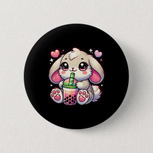 Badge Rond 5 Cm Boisson de thé au lait de lapin rose kawaii mème E