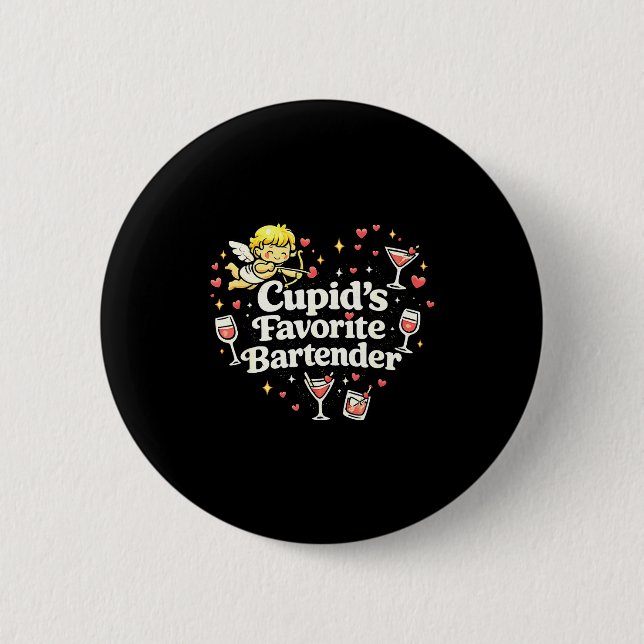 Badge Rond 5 Cm Boisson drôle de la Saint-Valentin du barman préfé (Devant)