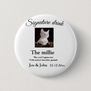 Badge Rond 5 Cm Boisson signature ajouter photo de l'animal nom da