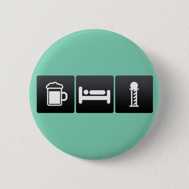 Badge Rond 5 Cm Boisson, sommeil et salons de coiffure (Devant)