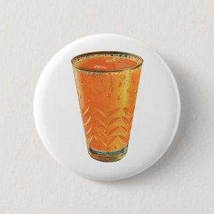 Badge Rond 5 Cm Boissons Vintage, Verre de Jus d'Orange Petit Déje