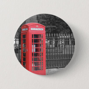 Badge Rond 5 Cm Boîte de Phonebox Rouge Londres
