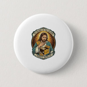 Badge Rond 5 Cm Boîte en carton Jésus Douleur au doigt découpé en