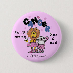 Badge Rond 5 Cm Boîtes de lions et d'agneaux - Faire le cancer noi