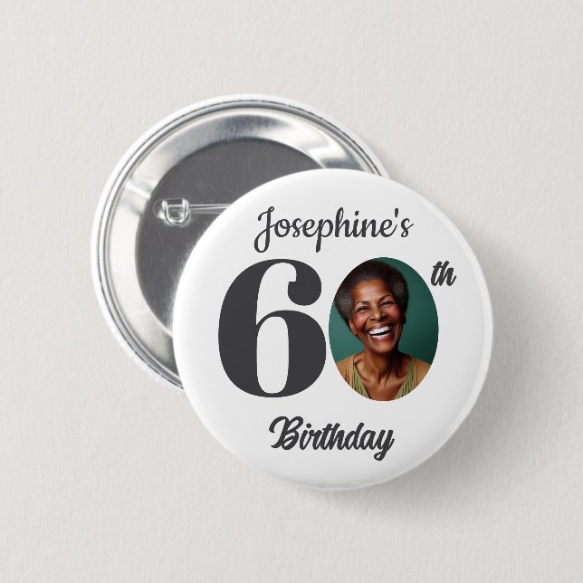 Badge Rond 5 Cm Bold 60th Birthday Party Photo Favor (Devant & derrière)