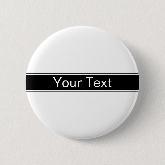 Badge Rond 5 Cm Bold Black & White Stripe Editable Text (Devant)
