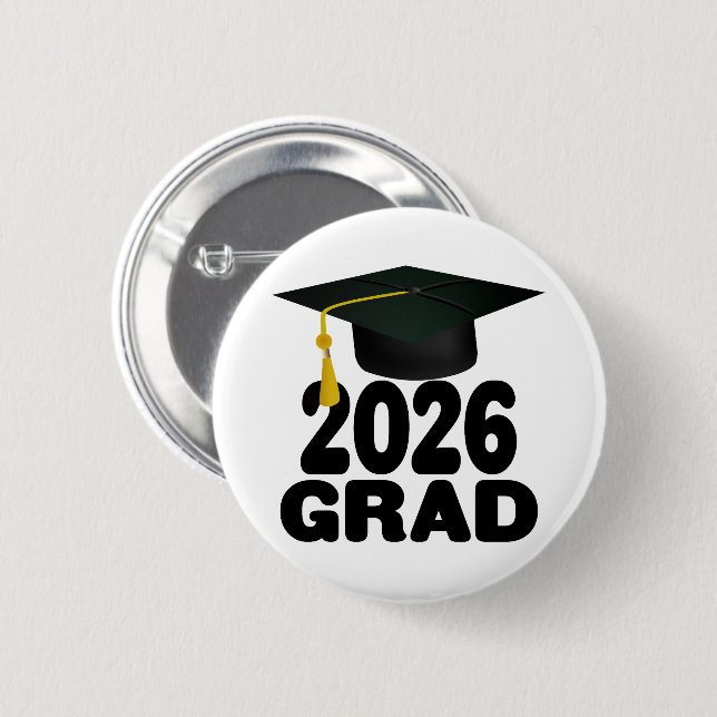 Badge Rond 5 Cm Bold Class of 2026 Graduation (Devant & derrière)
