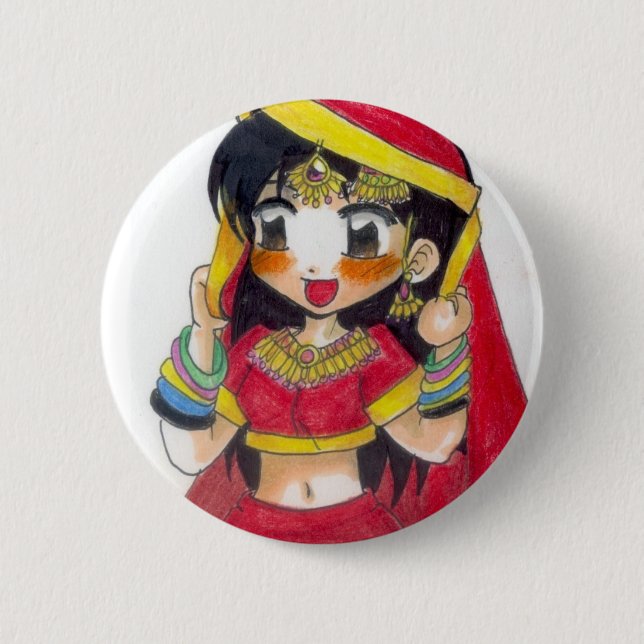 Badge Rond 5 Cm Bollywood rouge (Devant)