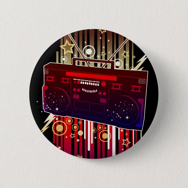 Badge Rond 5 Cm Bombe Boombox (Devant)