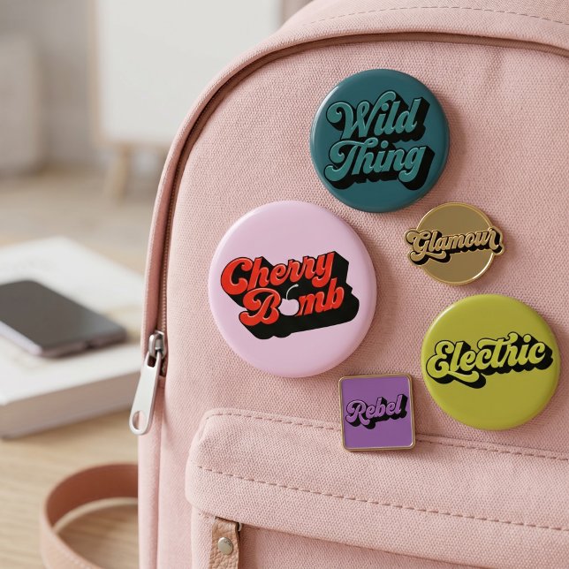 Badge Rond 5 Cm Bombe cerise (Créateur téléchargé)