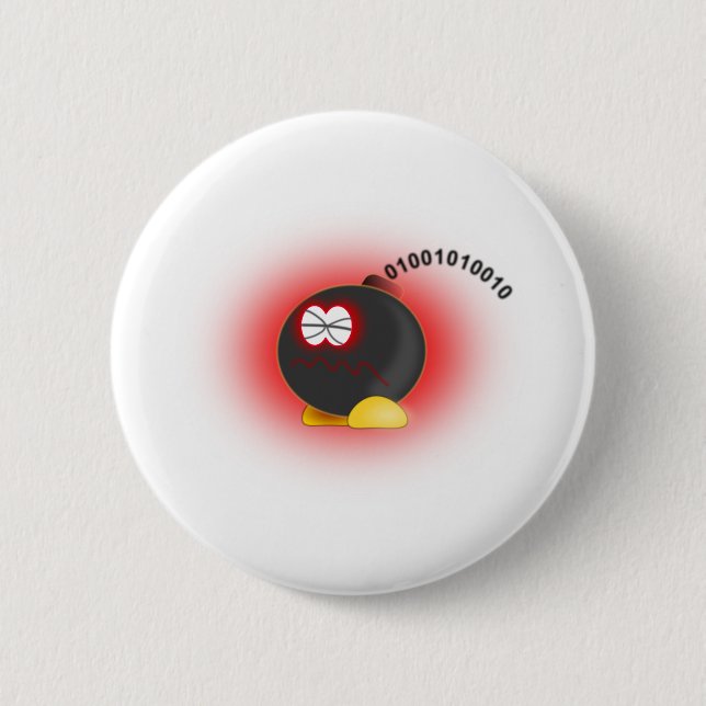 Badge Rond 5 Cm BombOrdinateurVirus (Devant)
