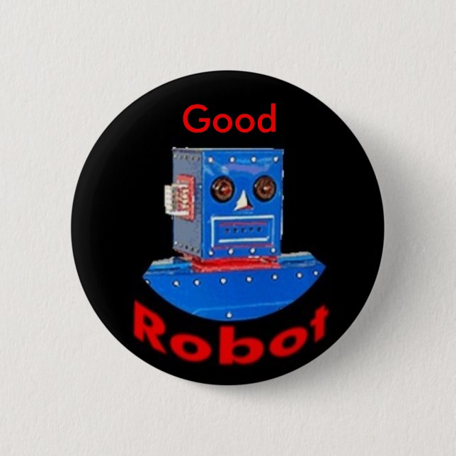 Badge Rond 5 Cm Bon bleu de robot (Devant)