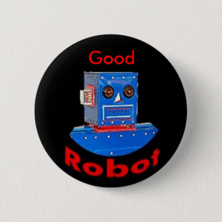 Badge Rond 5 Cm Bon bleu de robot