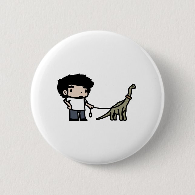 Badge Rond 5 Cm Bon Brachiosaurus (Devant)