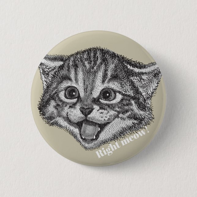 Badge Rond 5 Cm Bon Meow drôle ! Bouton (Devant)