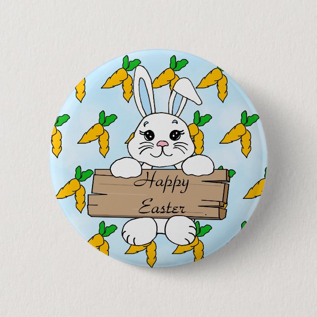 Badge Rond 5 Cm Bon Pâques, Bouton lapin de Pâques (Devant)