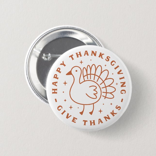 Badge Rond 5 Cm Bon thanksgiving donner merci jolie dinde (Devant & derrière)