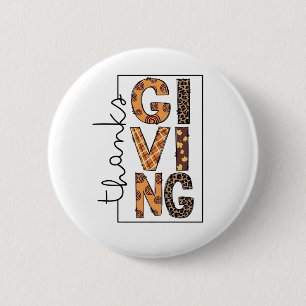 Badge Rond 5 Cm Bon thanksgiving Empreinte de léopard Rainbow Turq