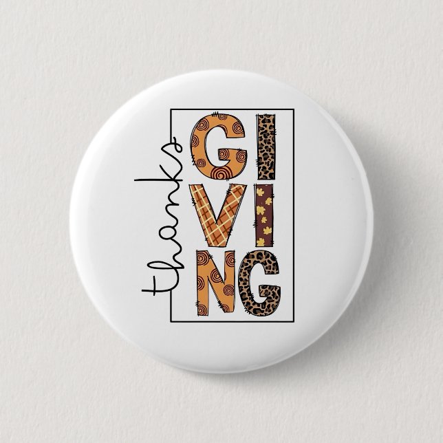 Badge Rond 5 Cm Bon thanksgiving Empreinte de léopard Rainbow Turq (Devant)