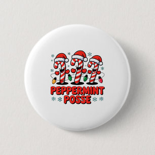 Badge Rond 5 Cm Bonbon à la menthe Sse Canne Drôle de Noël Chapeau