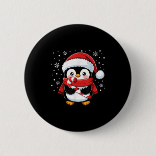 Badge Rond 5 Cm Bonbon de Noël Pingouin Hiver Fille Tout-Petit B