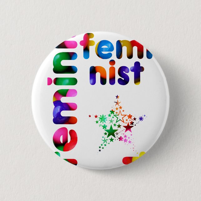 Badge Rond 5 Cm Bonbon mou féministe (Devant)