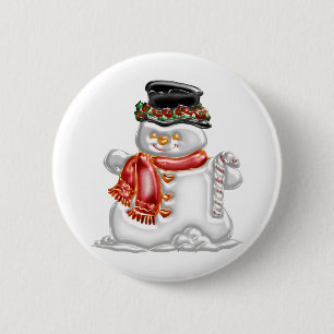 Badge Rond 5 Cm Bonhomme de neige