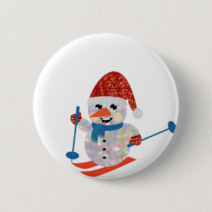 Badge Rond 5 Cm bonhomme de neige de noël