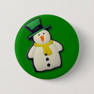 Badge Rond 5 Cm Bonhomme de neige de Noël