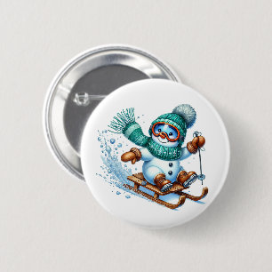 Badge Rond 5 Cm Bonhomme de neige de Noël